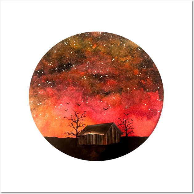 Red Starry Skies Wall Art by amyliafaizalart